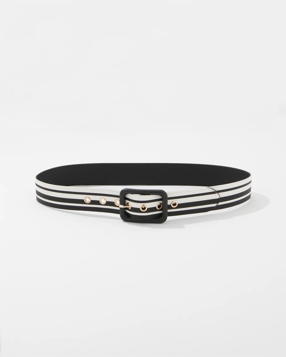 Black +White Faux Leather Belt click to view larger image.