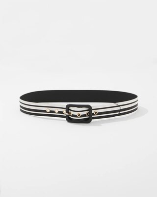 Black +White Faux Leather Belt click to view larger image.