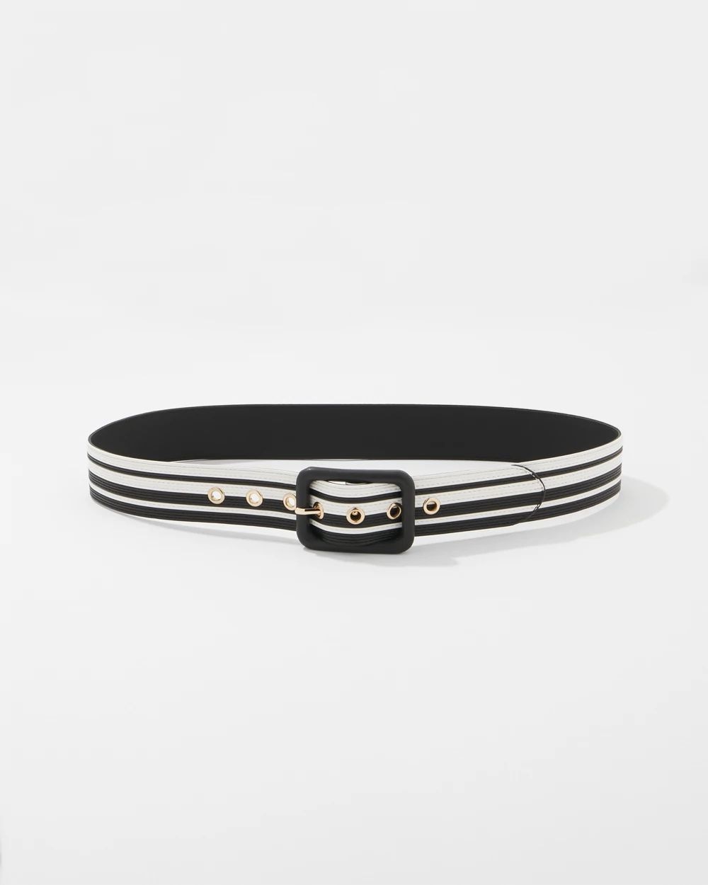 Black +White Faux Leather Belt