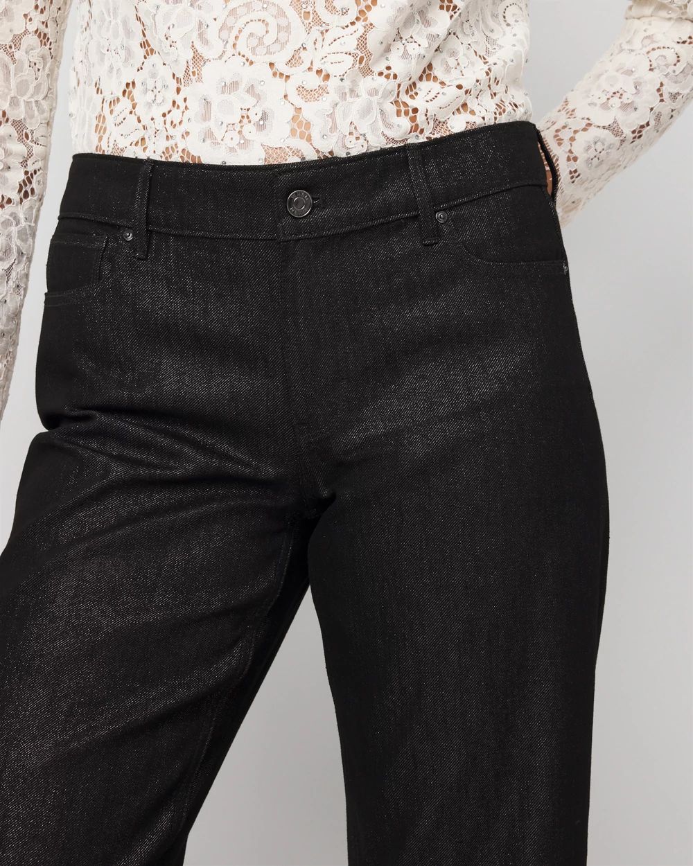 Lurex Mid Rise Straight Ankle Jean click to view larger image.