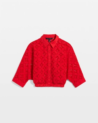 Eyelet Button Front Cotton Shirt click to view larger image.