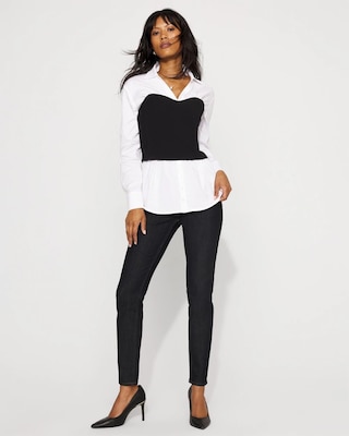 Ponte Bustier + Poplin Shirt click to view larger image.