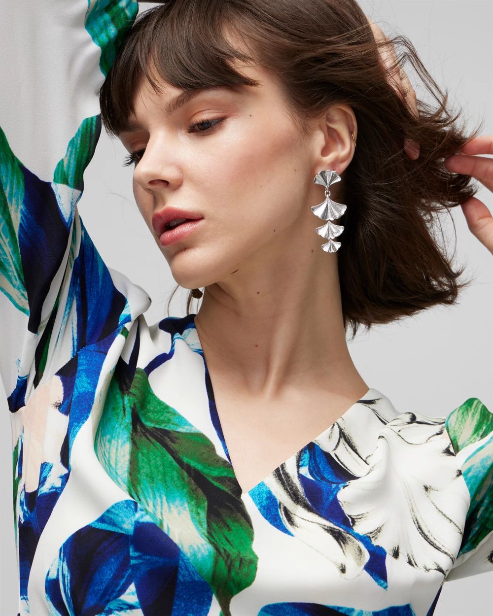 Silvertone Leaf Earrings