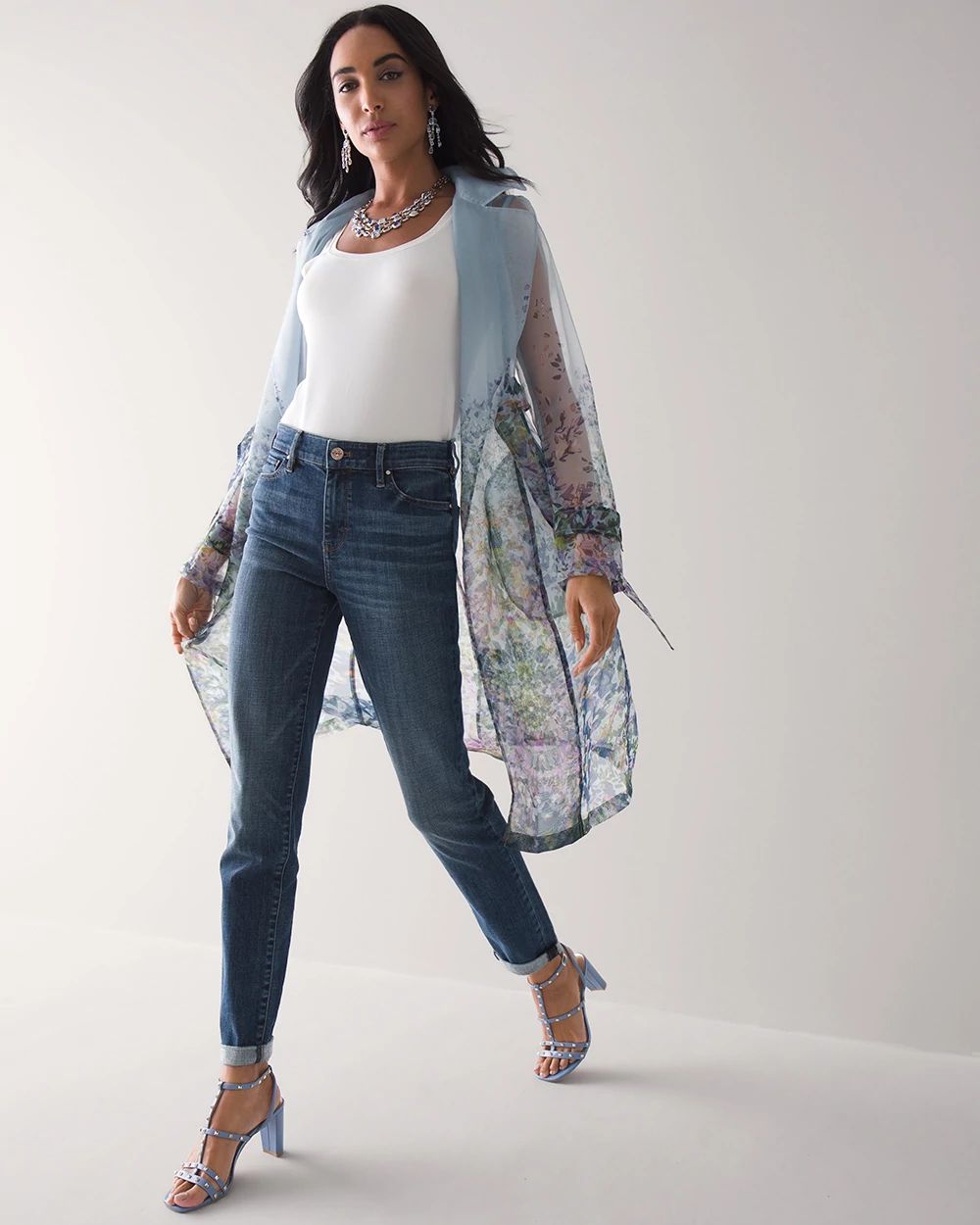 Organza Printed Trench Coat White House Black Market