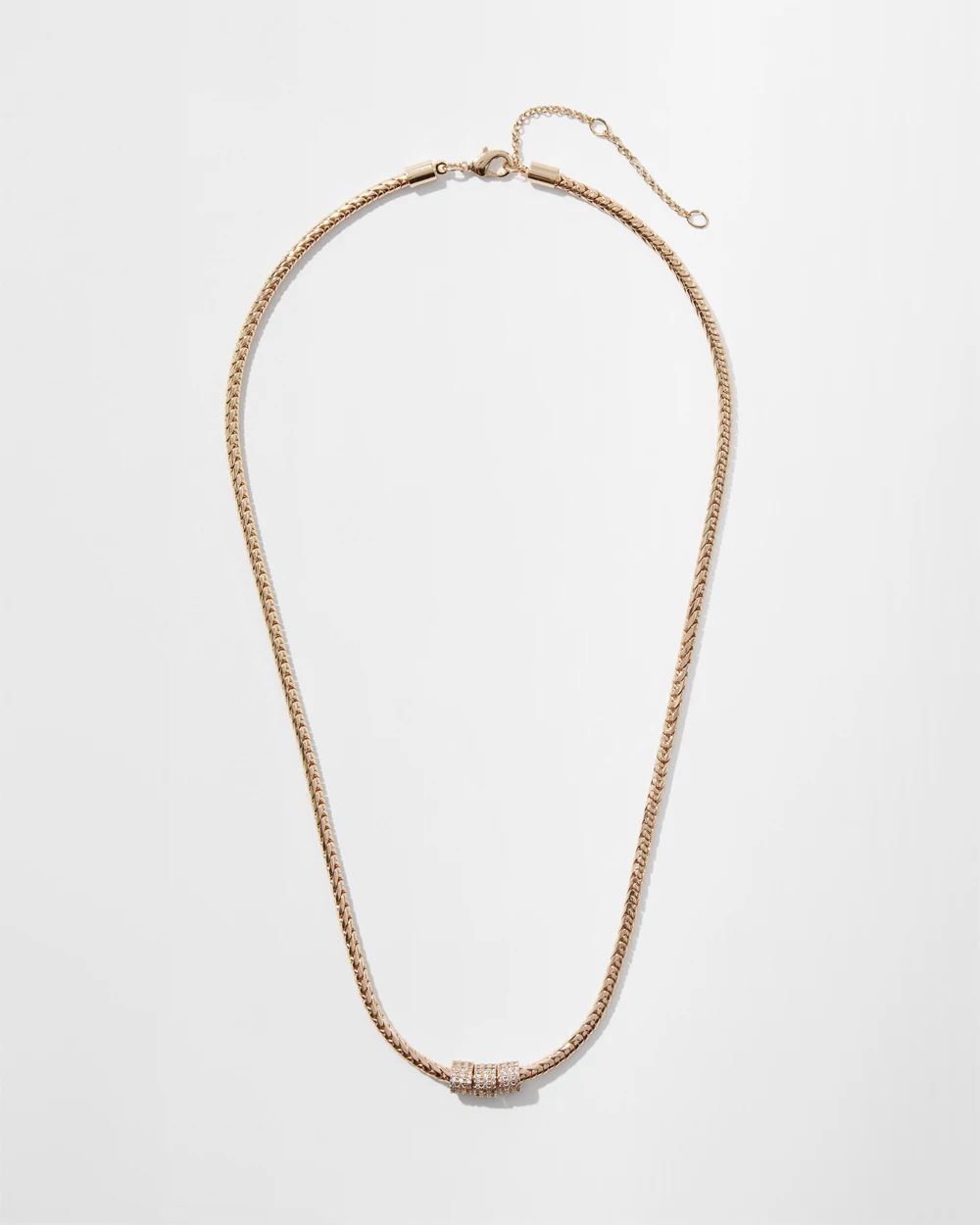Gold Chain Pave Ring Necklace