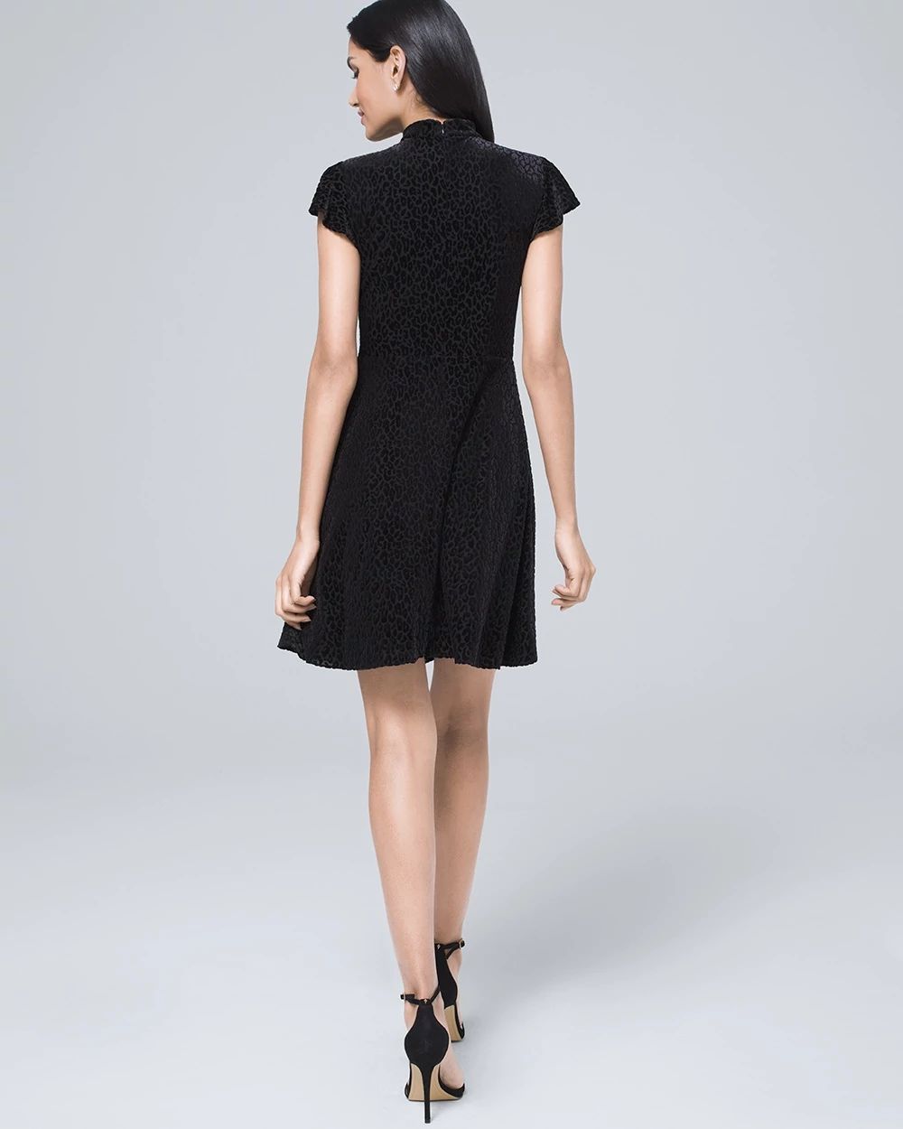 Adrianna Papell Leopard-Jacquard Black A-Line Dress