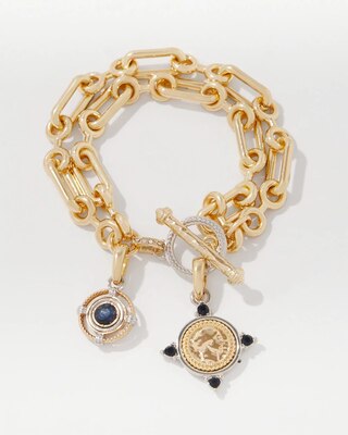 Coin + Blue Stone Chain Bracelet