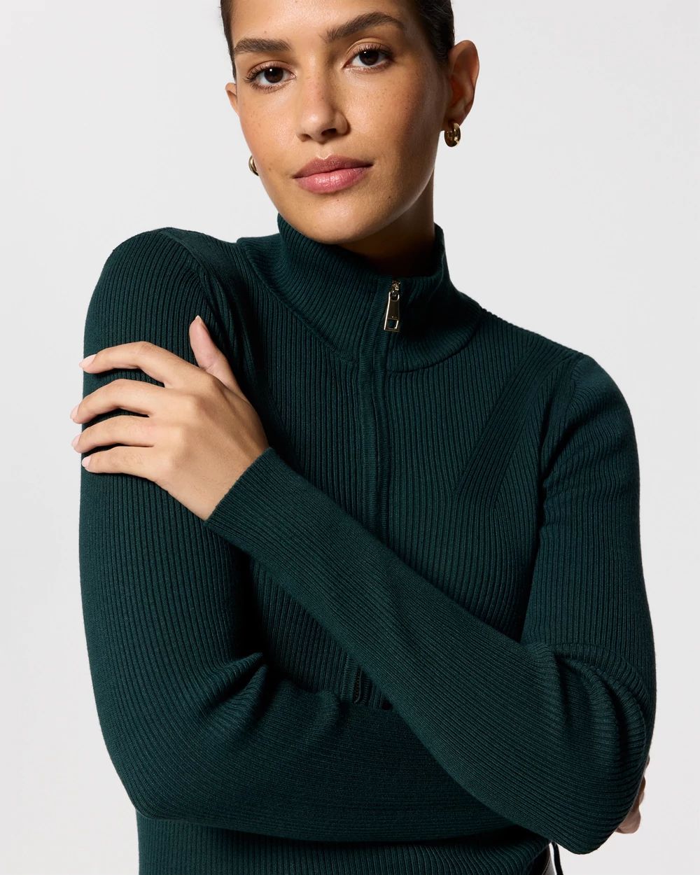 Zip-Up Mock Neck Pullover click to view larger image.