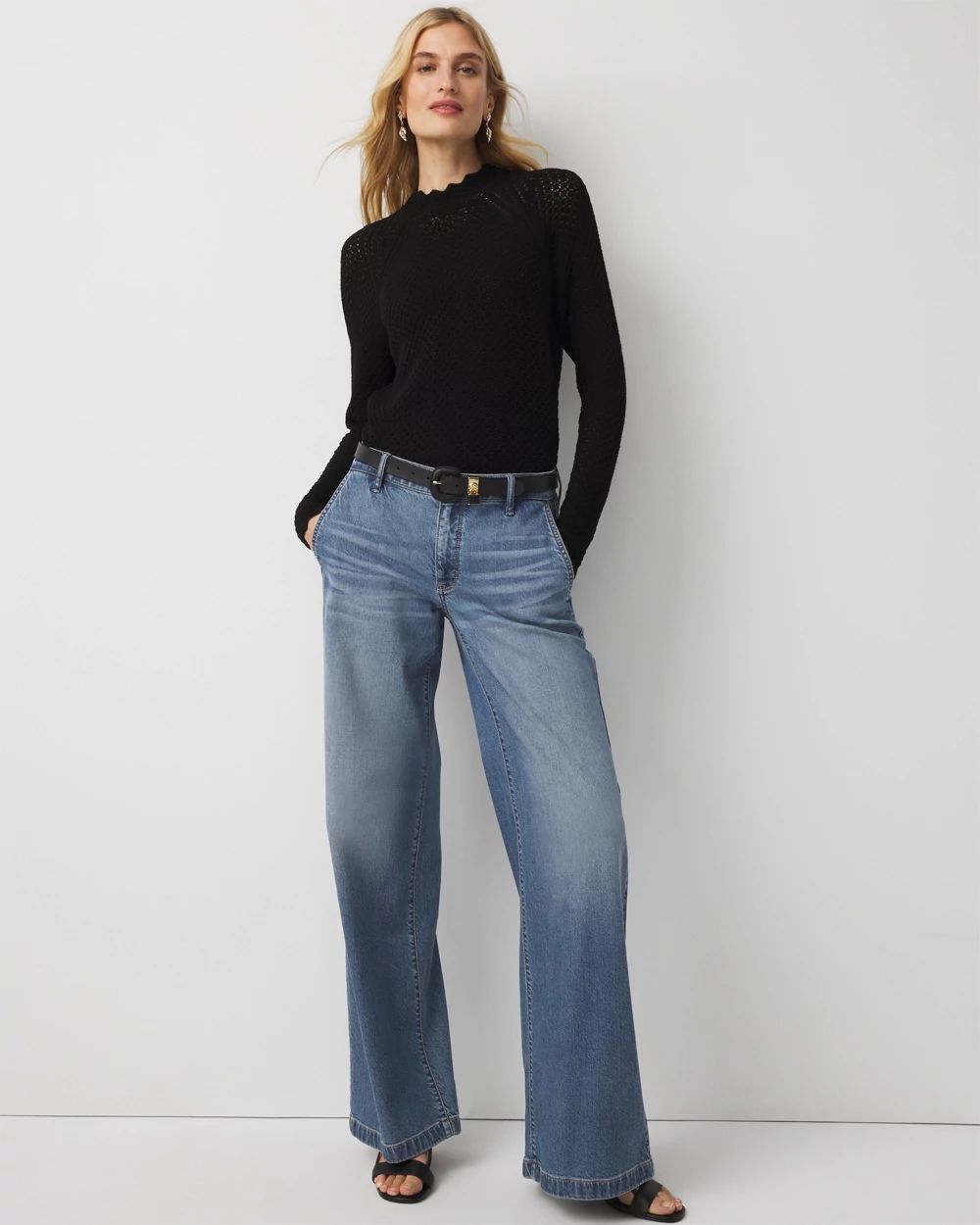 Pointelle Pullover Sweater