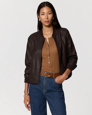 Petite Coated Bomber Jacket