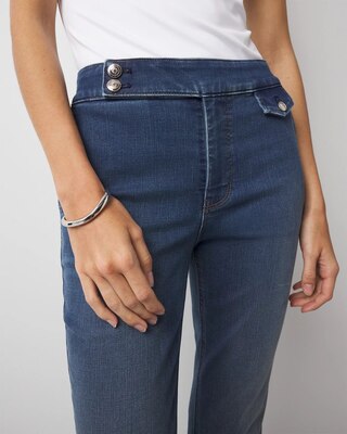 High-Rise Tab Detail Kick Flare Cropped Jean click to view larger image.
