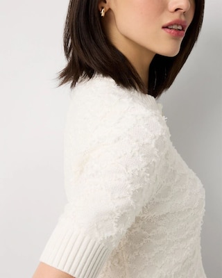 Bouclé Elbow Sleeve Cardigan click to view larger image.