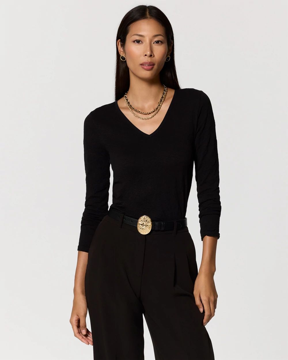 Seamless V-neck Long Sleeve Top