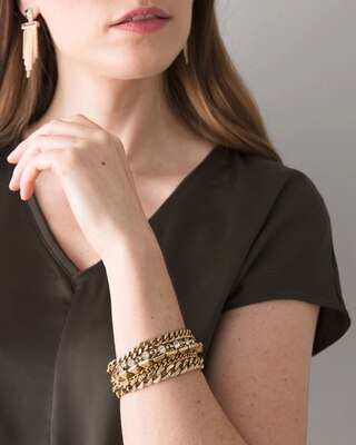 Studded Goldtone Multi-Strand Bracelet