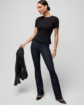 Short Sleeve Seamed Peplum Tee click to view larger image.