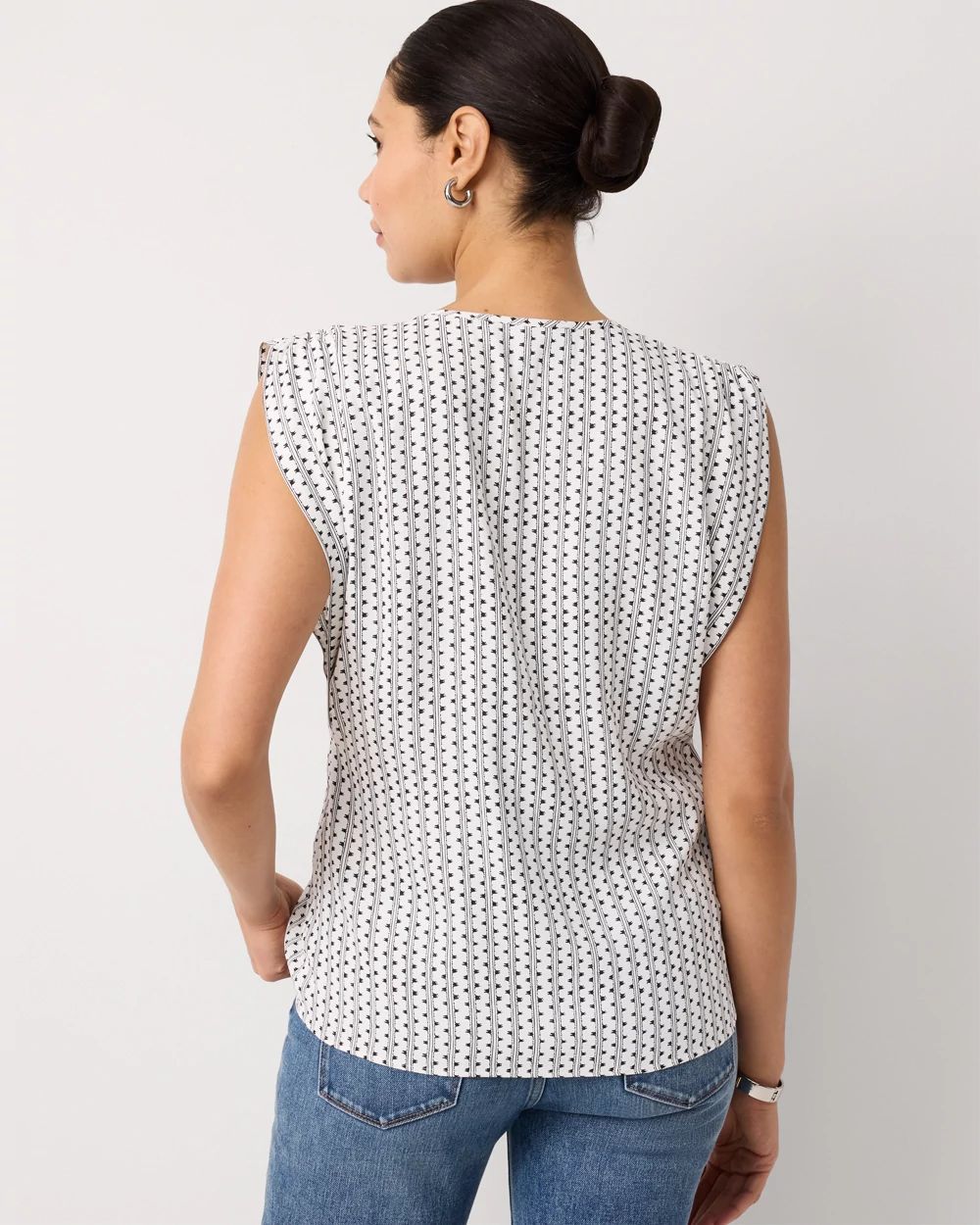 Ruched Shoulder Crepe Shell click to view larger image.