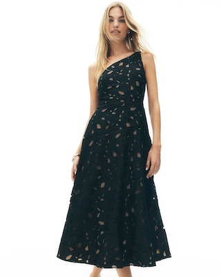 One-Shoulder Lace Midi Dress
