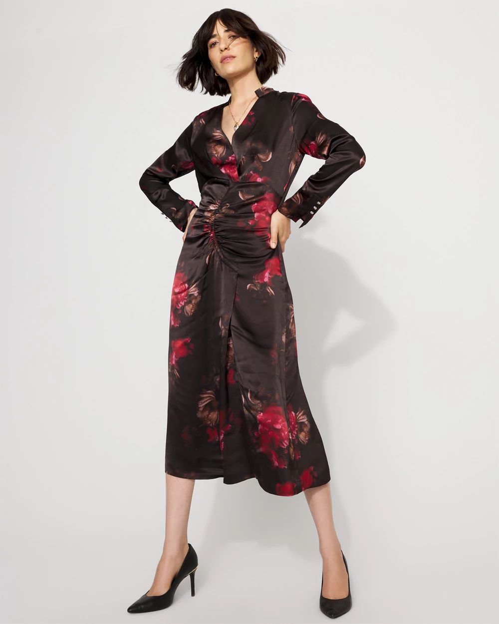 Floral Ruched Sheath Dress