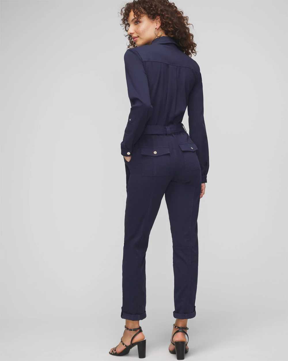 Petite Long Sleeve Utility Jumpsuit click to view larger image.