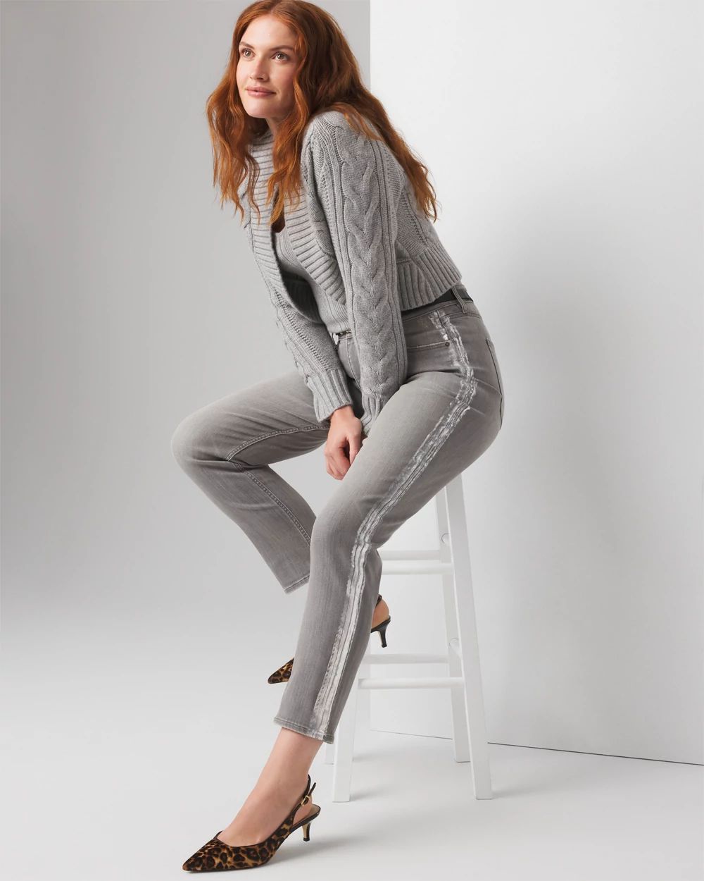 Foil Stripe Straight Jeans click to view larger image.