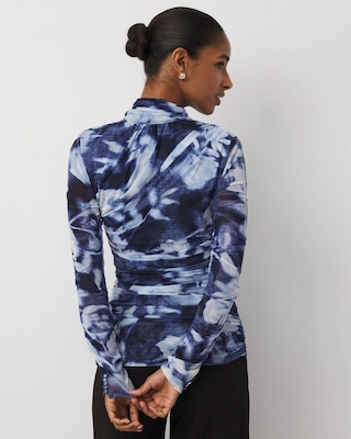 Ruched Long Sleeve Mesh Top click to view larger image.