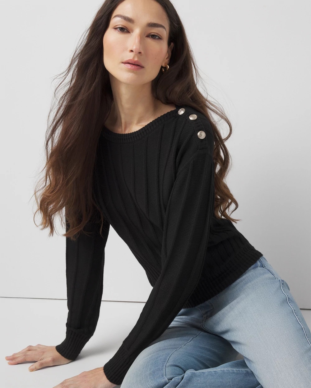 Cashmere Blend Ribbed Sweater