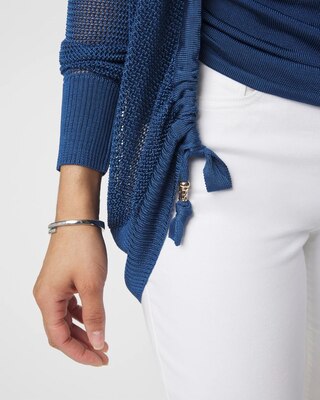 Mesh Cinched Cardigan Sweater