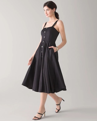 Button Front Fit & Flare Midi Dress click to view larger image.