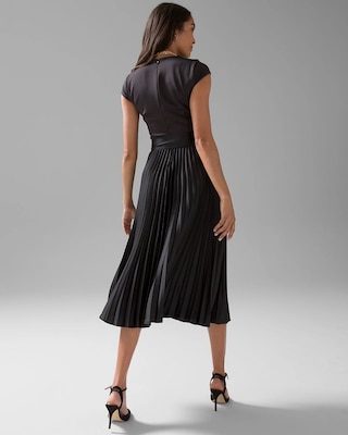 Scuba Knit & Satin Pleated Dress click to view larger image.