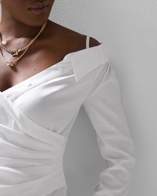 Off-the-Shoulder Poplin Surplice Top