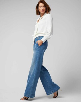 High Rise Every Day Soft Novelty Button Wide Leg Pant click to view larger image.