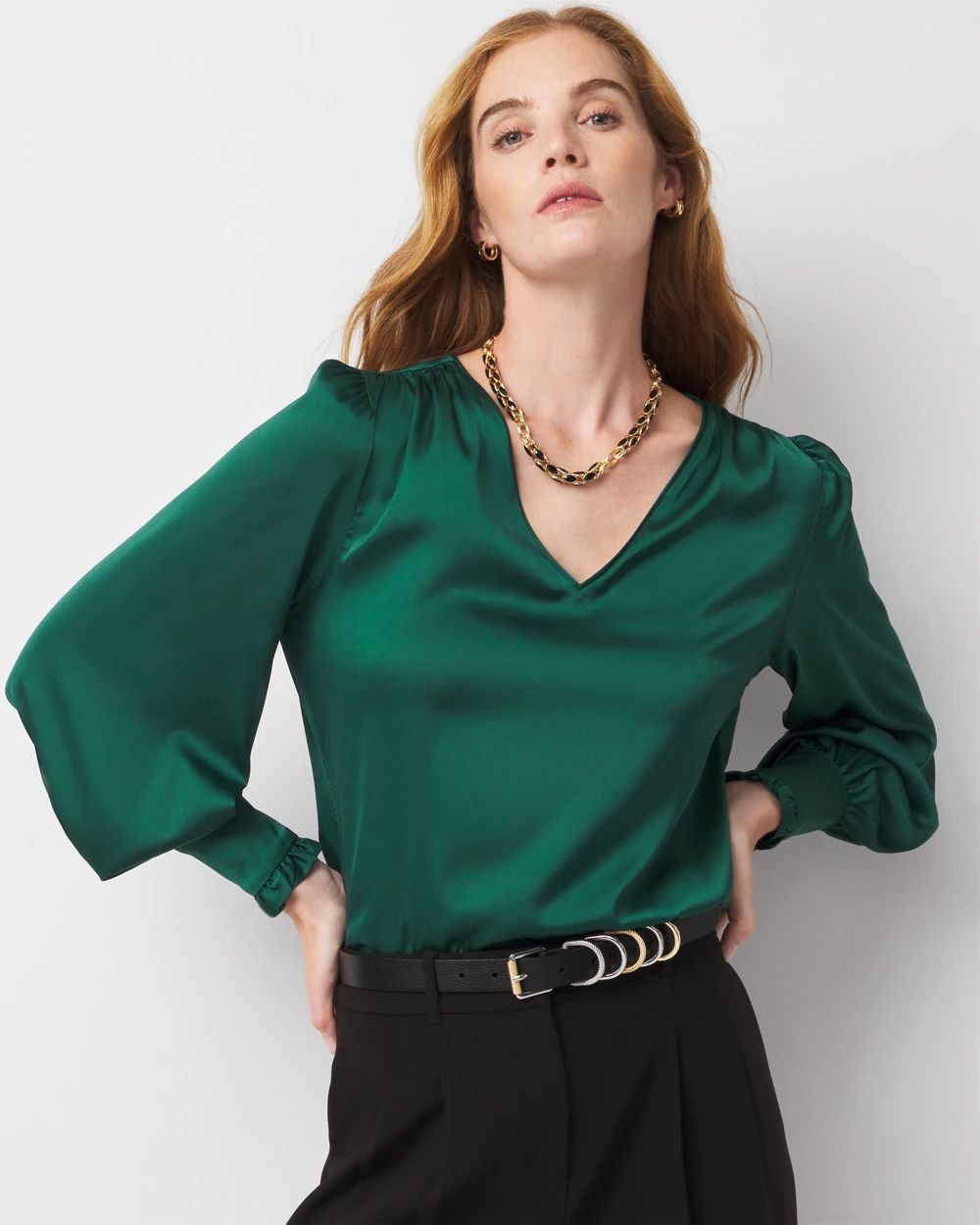 Satin Drama Sleeve Blouse