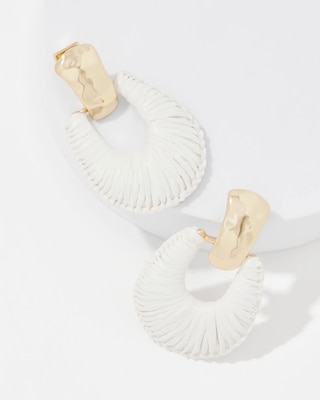 Gold + Ecru Raffia Drop Earrings click to view larger image.