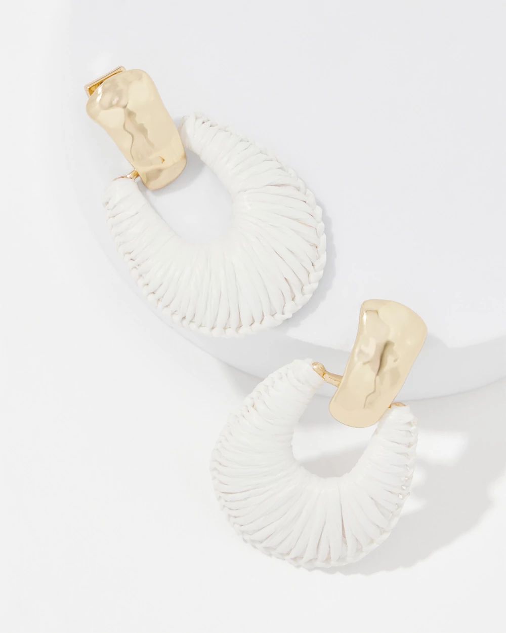 Gold + Ecru Raffia Drop Earrings