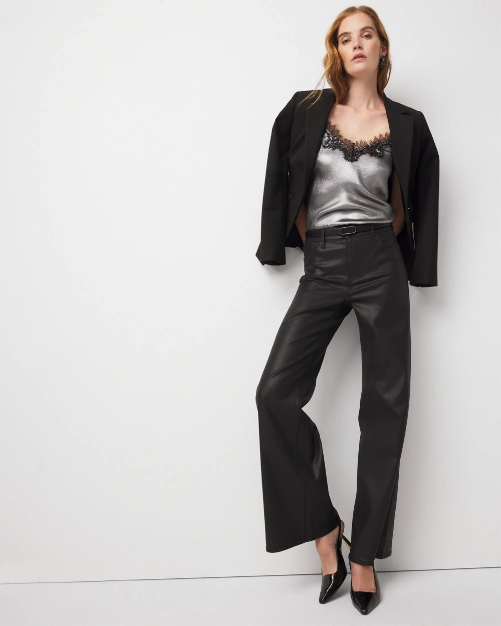 Lace Trim Satin Camisole click to view larger image.