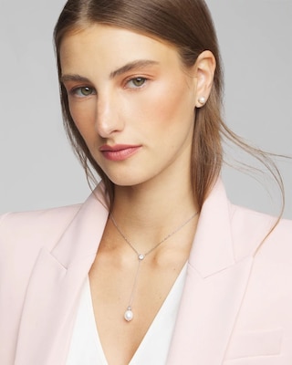 Silver Fresh Water Pearl Drop Necklace