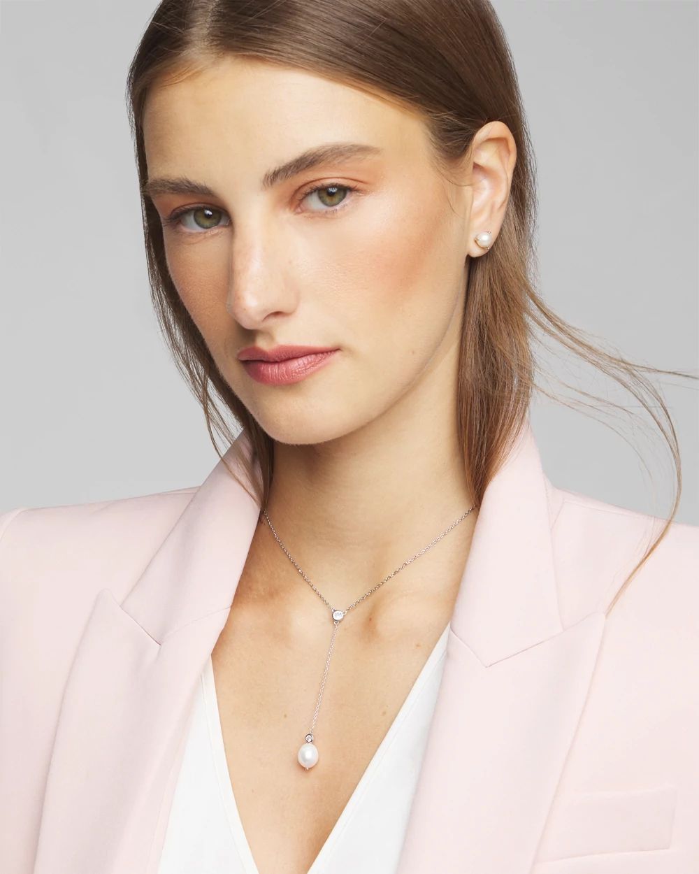 Silver Fresh Water Pearl Drop Necklace