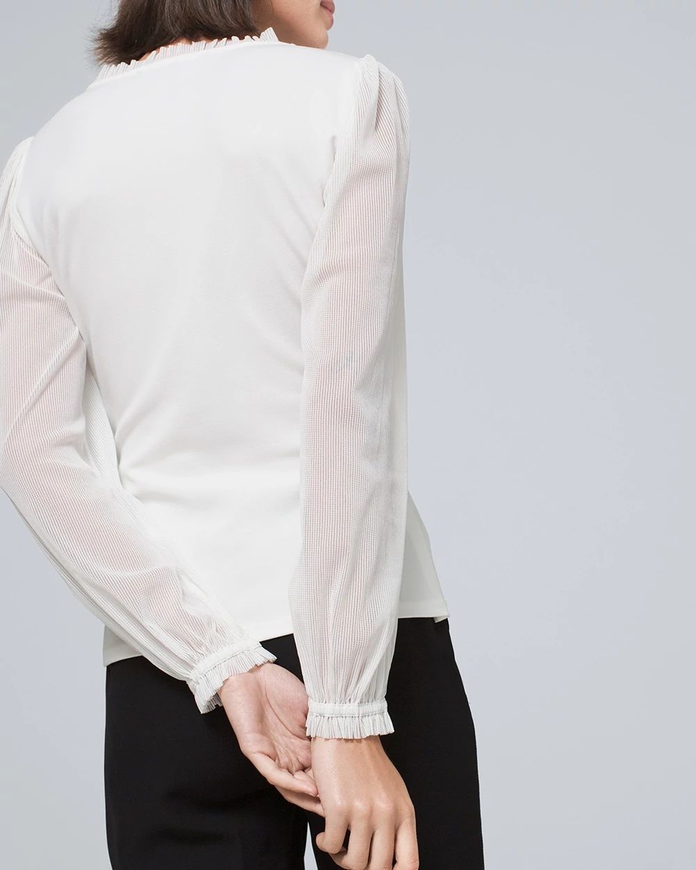 Mesh Blouson-Sleeve Top