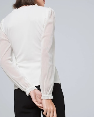 Mesh Blouson-Sleeve Top