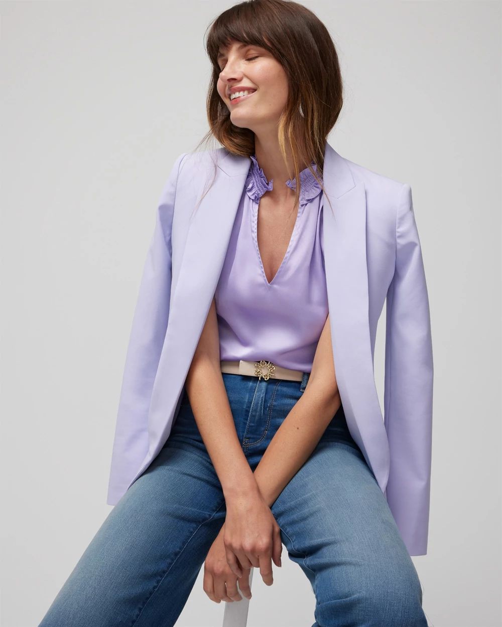 Satin Ruched Neck Shell