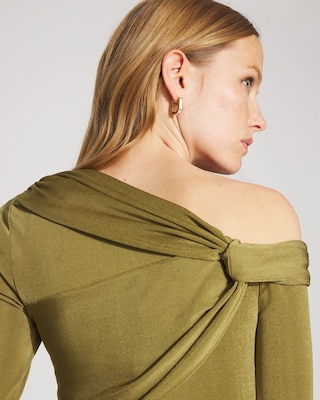 Draped Jersey Top with Twist Details