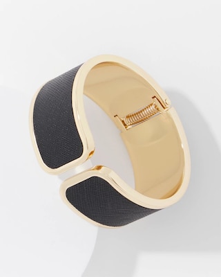 Black Textured Leather Cuff click to view larger image.