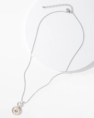 Mixed Metal Pave Coin Pendant Necklace