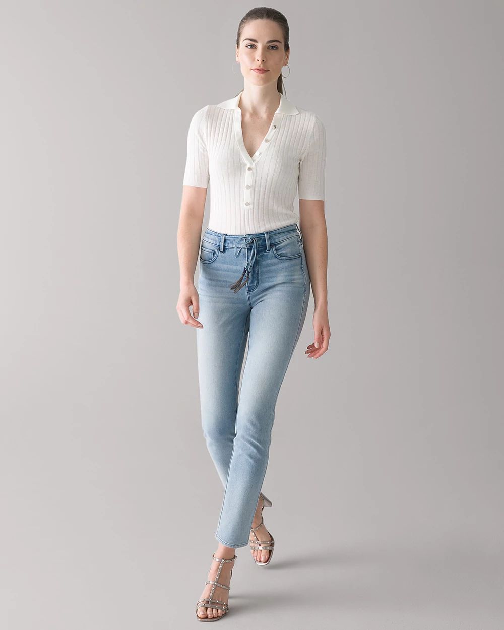 High-Rise Sculpt Tie-Waist Straight Jeans