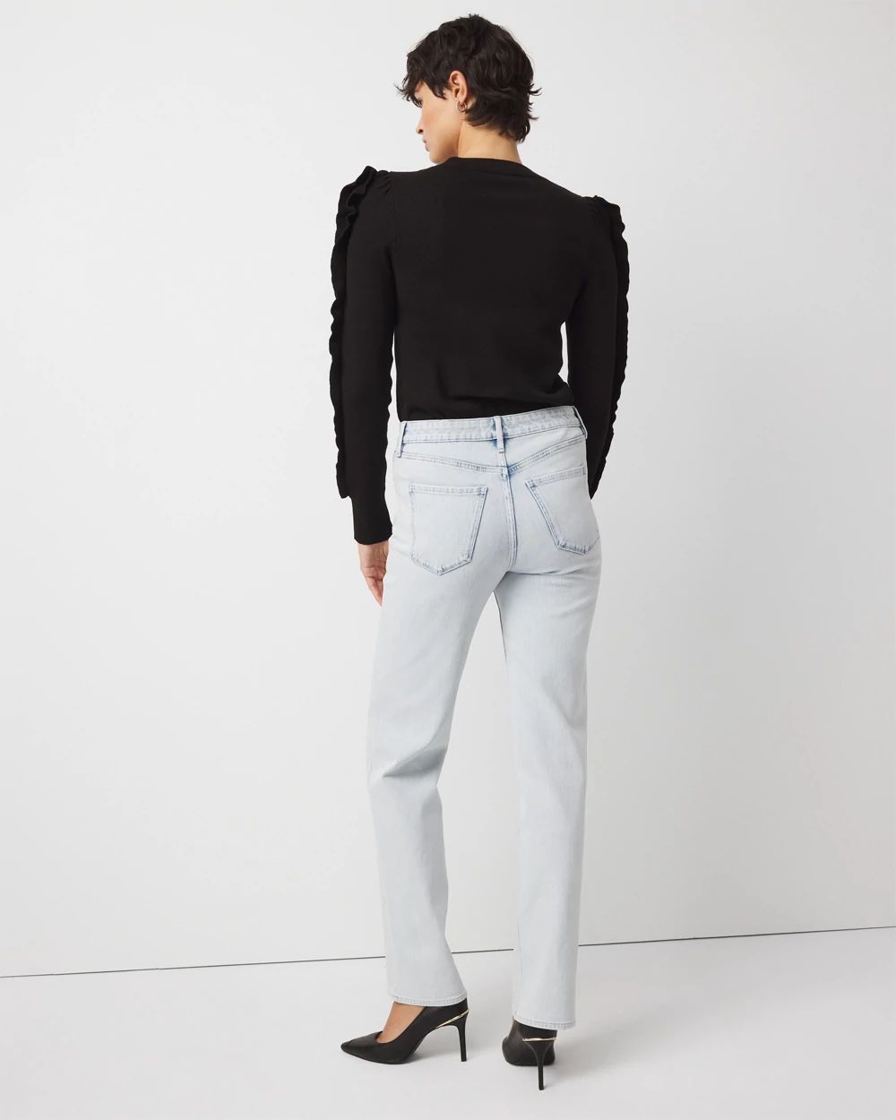 Rhinestone Pinstripe Extra High Rise Straight Jean click to view larger image.