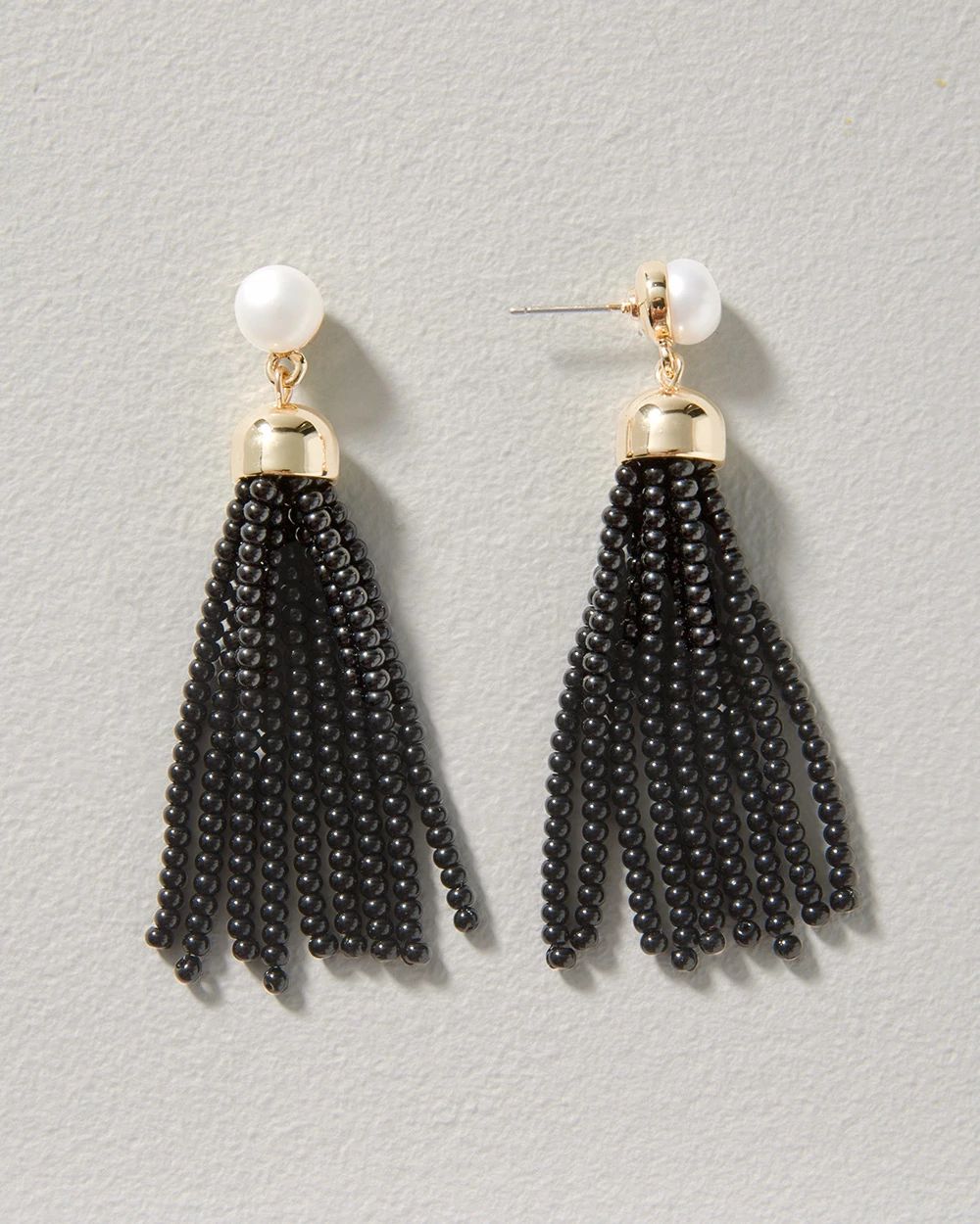 Long black tassel earrings discount