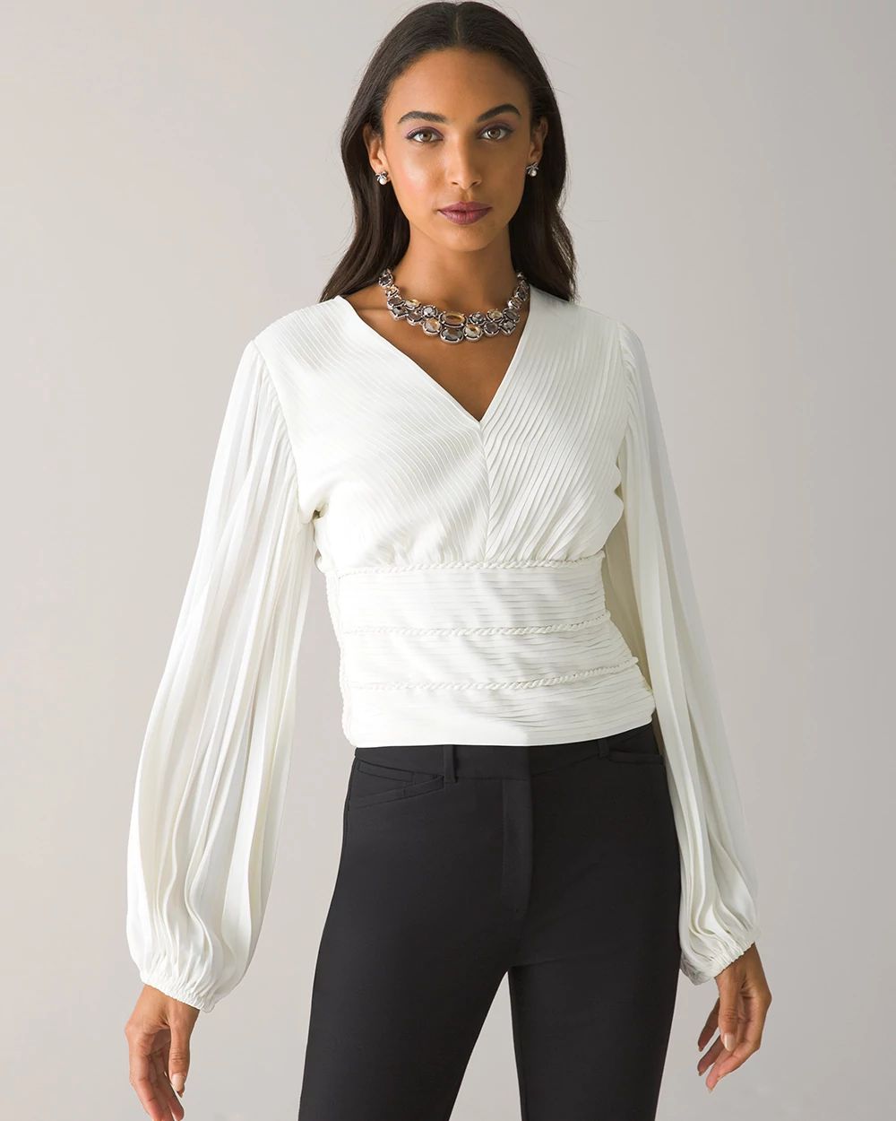 Pintucked Banded Bottom Blouse