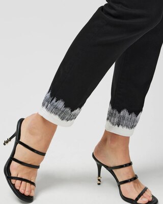 High-Rise Embroidered Cuff Slim Crop Jeans