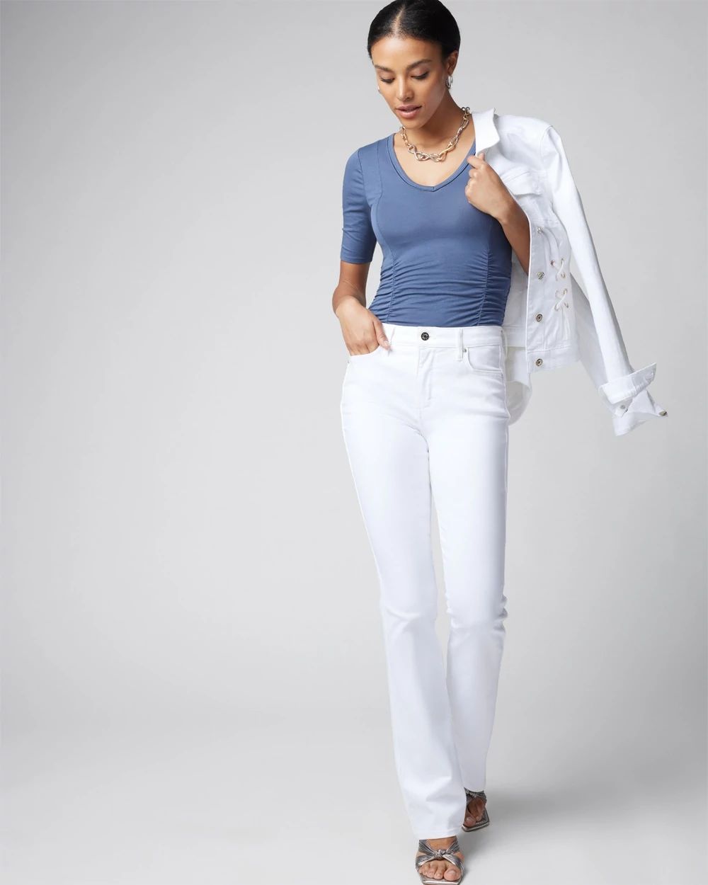 Shirred V-Neck Tee