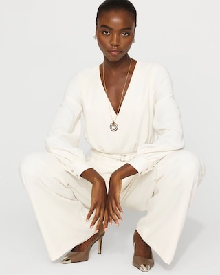 Long Sleeve Crepe Jumpsuit click to view larger image.